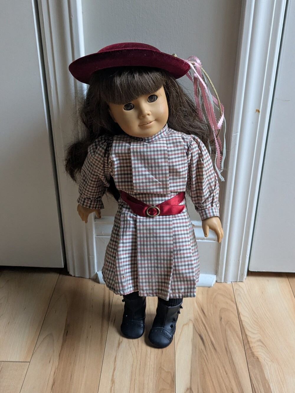American Girl Samantha Doll Brunette VTG 90s Meet Dress Outfit